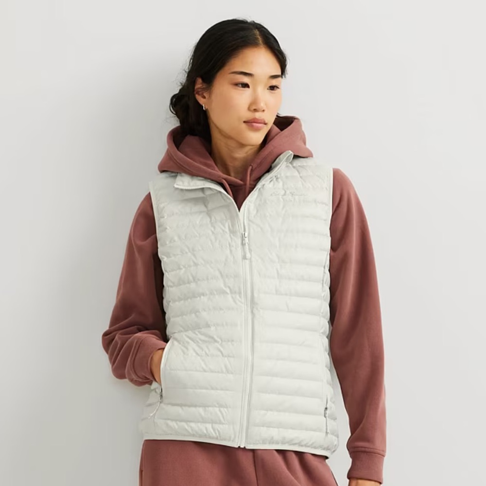 EDDIE BAUER Travex EB700 Down Puffer Vest Lt Gray EUC M Medium KL